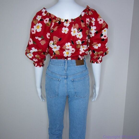 NWT kate spade Botanical garden aperitif top, Red and White - Picture 5 of 15
